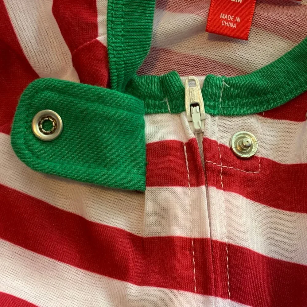 Family Pajamas Unisex Baby Boys or Girls Holiday Footed PJs, Red White Stripe